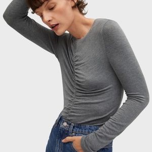 mango long-sleeve t-shirt top in grey XS new